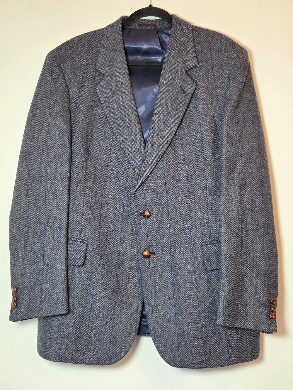Vintage Boston Traders 43R Wool Herringbone Tweed Blazer Ivy Preppy